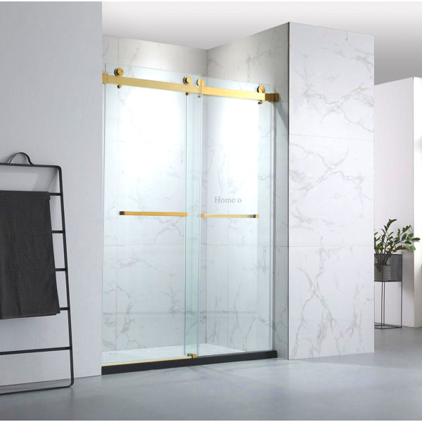 Hometo 55'' 60'' W x 76'' H Double Sliding Frameless Shower Door with